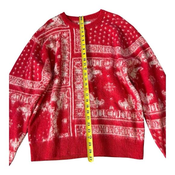 Highsnobiety Bandana Alpaca Sweater White Red Size Medium Soft Wool Blend - Picture 2 of 10